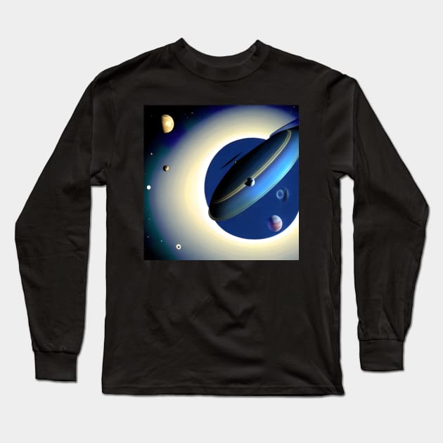 Futuristic Musical Instrument Flying Through Space. Long Sleeve T-Shirt by Musical Art By Andrew